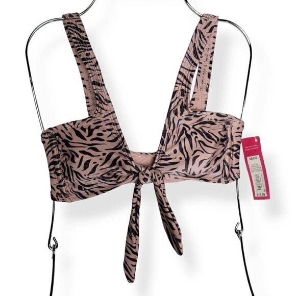 Xhilaration Animal Print Front tie Bikini Top XS Juniors (00) - Picture 1 of 3